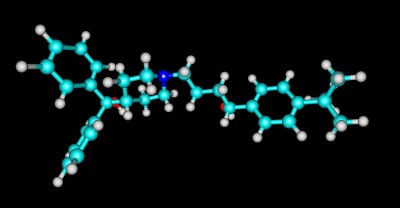 特非那定的分子结构孤立在黑色