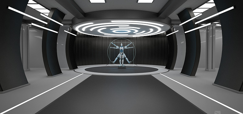 Vitruvian Man Robot Futuristic Room