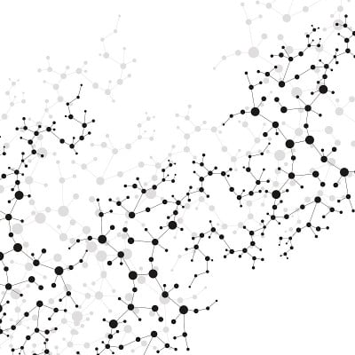 结构分子和通信。Dna,原子,神经元。科学的设计理念。用点连接线。医学，技术，化学，科学背景。矢量插