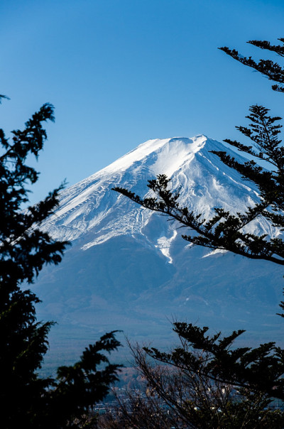 日本富士山的蓝天