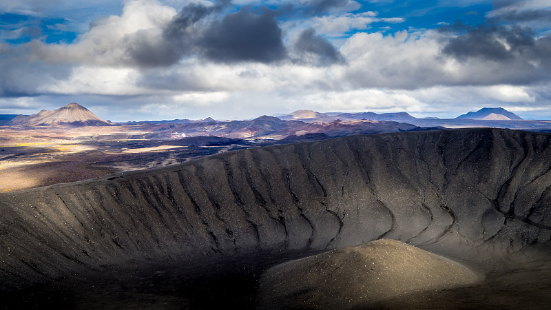 从hverfjall火山到冰岛myvatn地区的风景如画的月亮景观