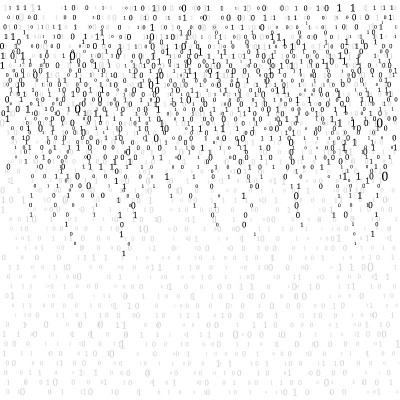 二进制代码背景向量。黑白背景与数字屏幕。向量的背景说明。