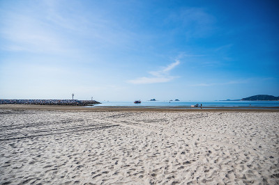 美丽的海景从Khao Takiab海滩在huahin Prachuap Khiri汗泰国