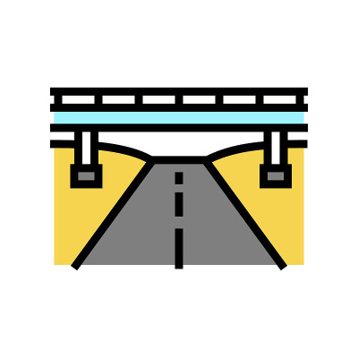 道路和桥梁颜色图标矢量插图