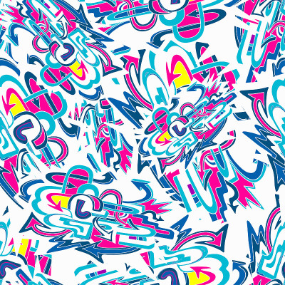 垃圾涂鸦彩色无缝图形矢量插图