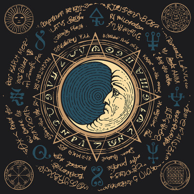月亮在八角星上的插图