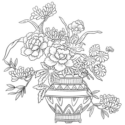 线条艺术花的花束像玫瑰矢量插图