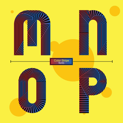 字母颜色条纹风格在一套MNOP