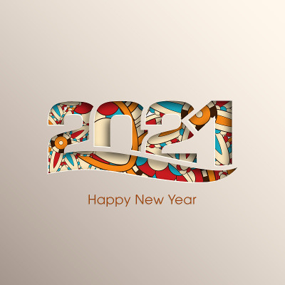 2021年新年快乐文本设计向量。