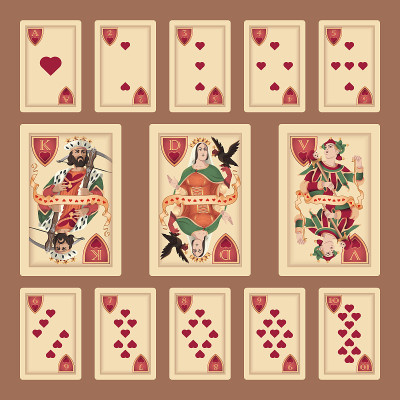 Hearts suite design for a pack of traditional styl