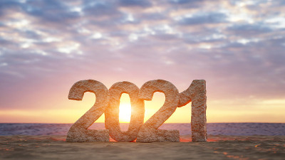 新年快乐。在2021年开始。三维演示