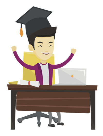 Student using laptop for education