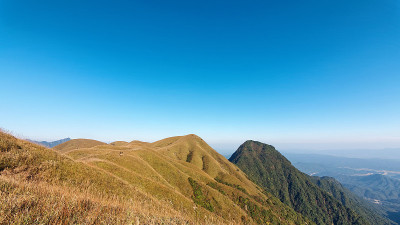 景观为草甸高寒草甸。中国江西省凭祥武公山风景区，武公山国家公园，徒步露营的奇异山。