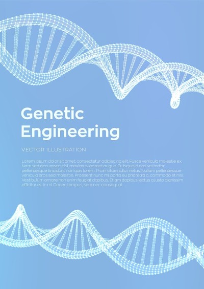DNA序列。线框DNA分子结构网。DNA代码可编辑模板。科学技术概念。传单或宣传册模板。矢量插图。