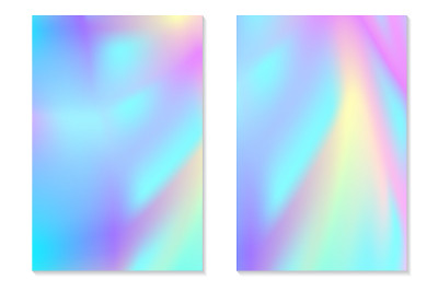 Gradient Hologram Backs. Set of holographic sky.
