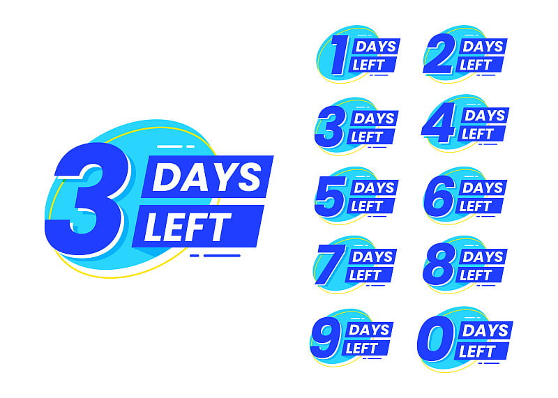 Promotional set number of days left sign banner