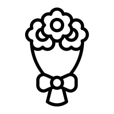 生日或新生儿相关的生日花，带有花束和弓矢，呈直线型，