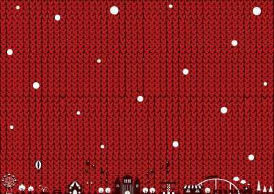 雪景主题公园插图和针织背景