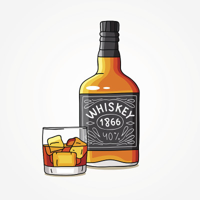 一瓶威士忌和一杯