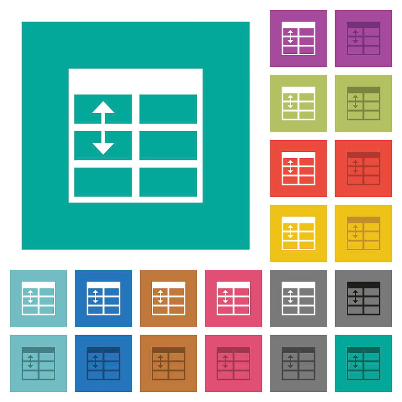 电子表格调整表行高度方形平多色图标