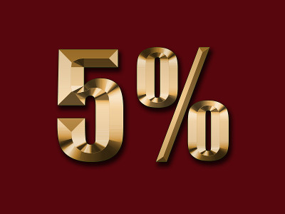 红色背景上的金色文字5%