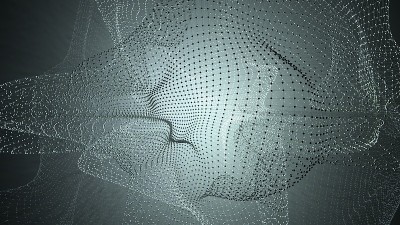分子模型与连接的线与点在黑暗的背景。医学，技术，化学或科学背景。有分子和原子的科学或医学背景。三维演