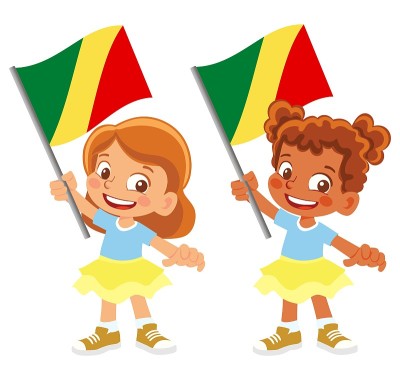Child holding Congo flag