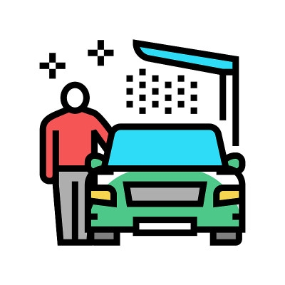 设备洗车服务彩色图标矢量插图