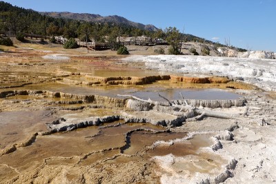 怀俄明州黄石国家公园猛犸温泉的主露台