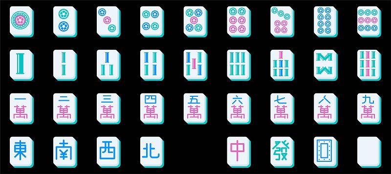 mahjong tiles set, vector illustration flat design