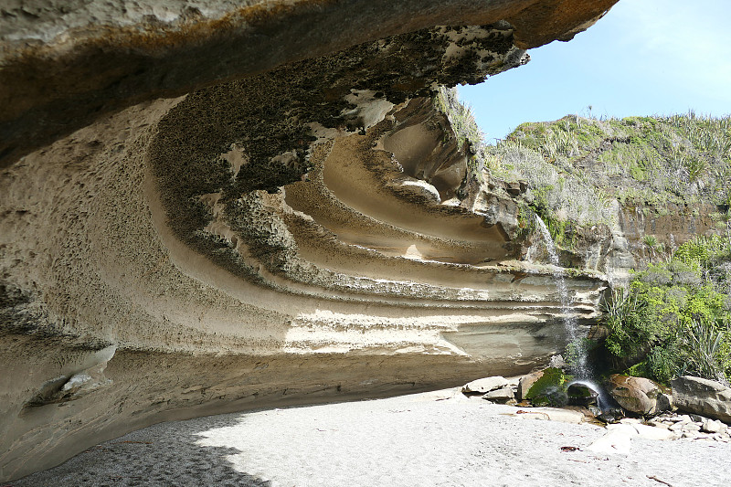 新西兰Punakaiki附近杜鲁门步道的岩层