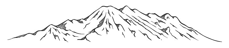 手绘山矢量插图