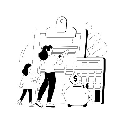 儿童保育费用扣除抽象概念矢量插图。