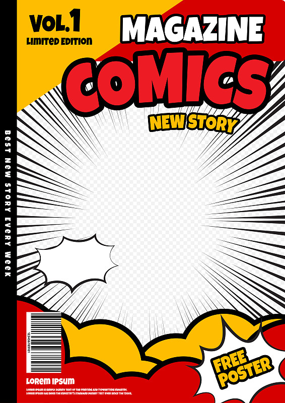 comic book page template design. Magazine cover