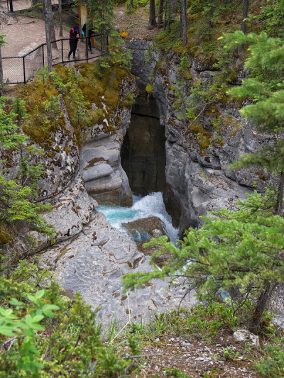风景秀丽的深谷槽恶性峡谷由山脉河流从冰川流下形成，加拿大落基山脉