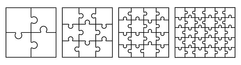 拼图集。轮廓矢量图标