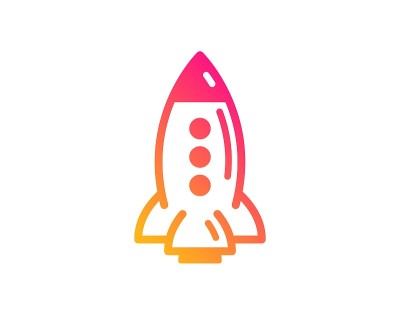 火箭图标。宇宙飞船运输标志。向量
