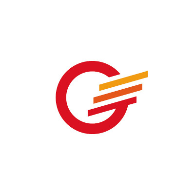G letter. circle with three stripes for wing conce