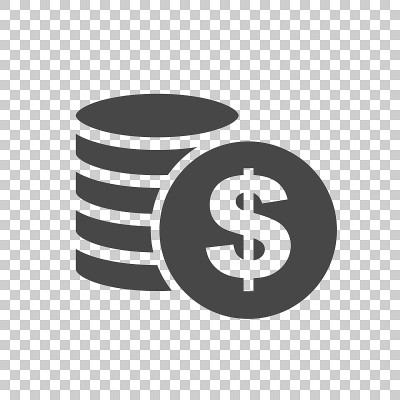 金钱剪影图标上孤立的背景。硬币矢量插图在平面风格。图标设计，网站。