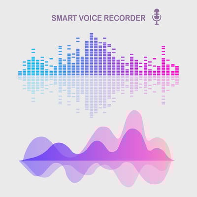 声音来自均衡器的音频波。颜色光谱中的音乐频率。矢量平面设计