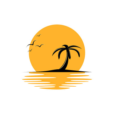美丽的夕阳与水的倒影