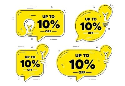 高达10%的折扣。折扣报价签。向量