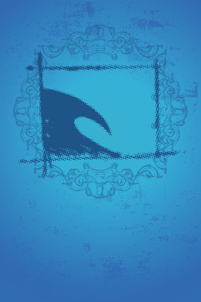 蓝色海浪与复古风格的海报