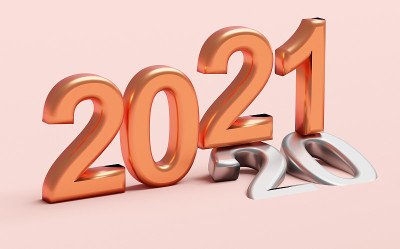 2021年新年假期概念。2021年是2020年