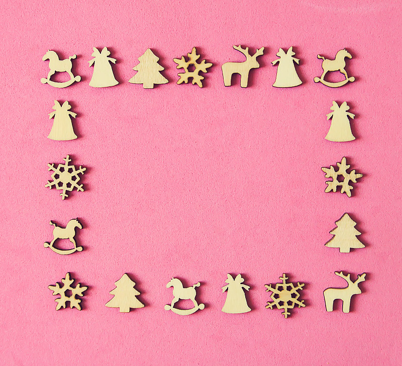 Christmas and New Year decor on soft pink backgrou