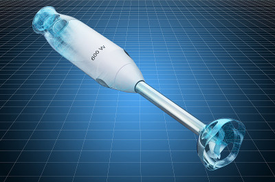 可视化三维cad模型的浸泡搅拌器，蓝图。三维渲染