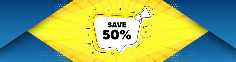 节省50%。销售折扣报价标志。向量