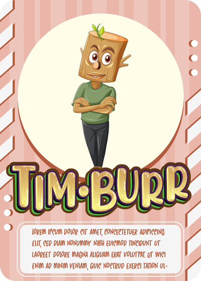 带有单词Timburr的角色游戏卡模板