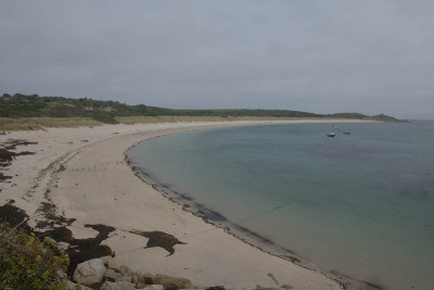 全景式沙滩在圣马丁岛在锡利岛，英格兰，英国