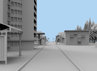 黑白城市3d渲染